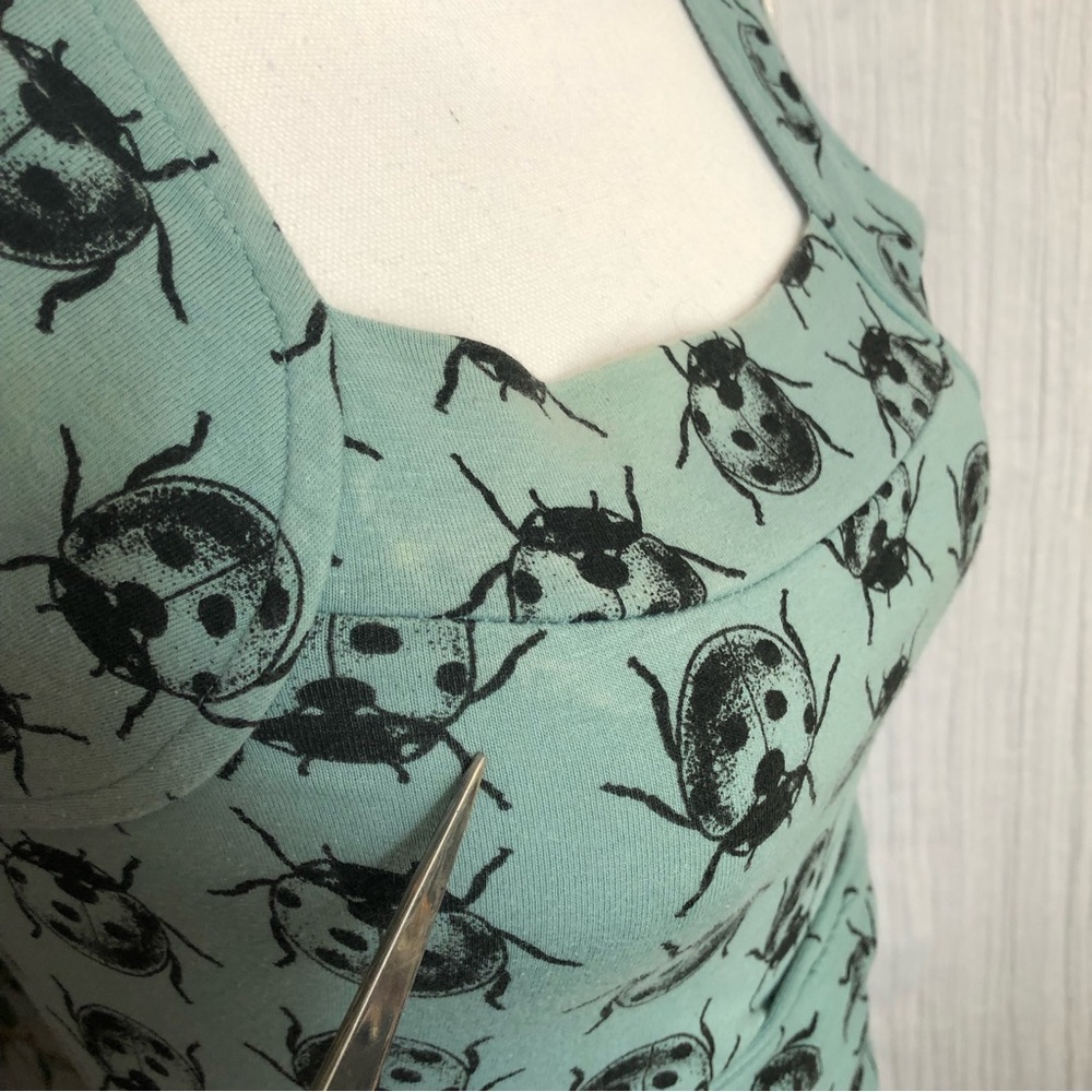 EFFIES HEART woman SZ M dress ladybug print fit & flair 50s look sweetheart neck - Picture 12 of 16